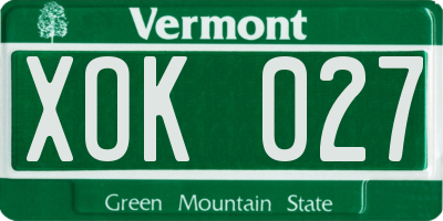 VT license plate XOK027