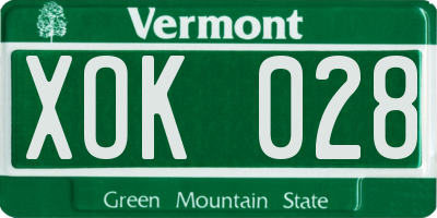VT license plate XOK028