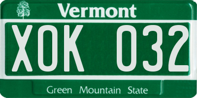 VT license plate XOK032