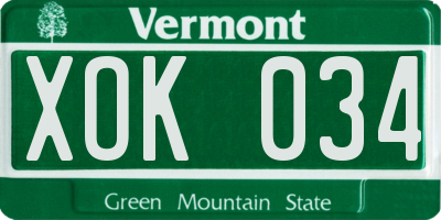 VT license plate XOK034