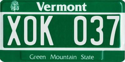 VT license plate XOK037