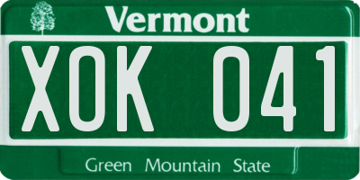 VT license plate XOK041