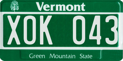 VT license plate XOK043