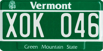 VT license plate XOK046