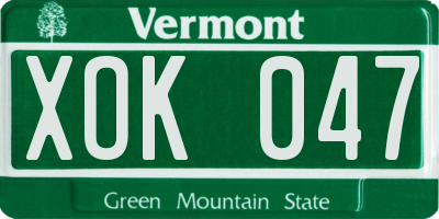VT license plate XOK047