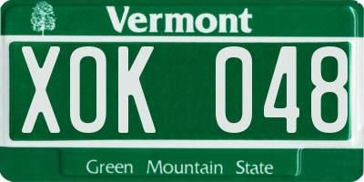 VT license plate XOK048