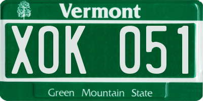 VT license plate XOK051