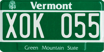 VT license plate XOK055