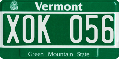 VT license plate XOK056