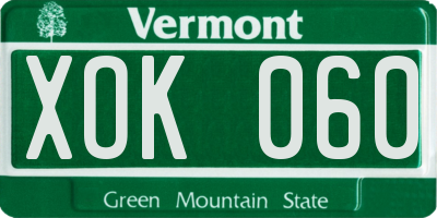 VT license plate XOK060