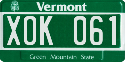 VT license plate XOK061