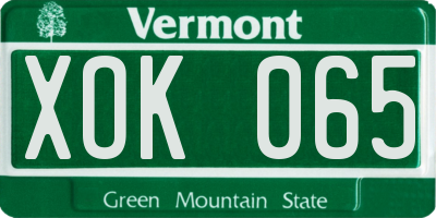 VT license plate XOK065