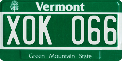 VT license plate XOK066