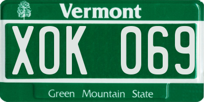 VT license plate XOK069
