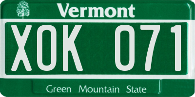VT license plate XOK071