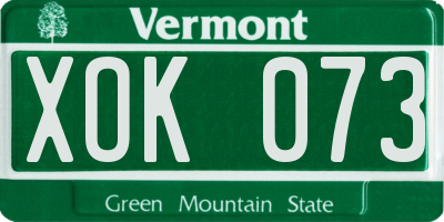 VT license plate XOK073