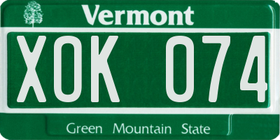 VT license plate XOK074