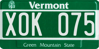 VT license plate XOK075