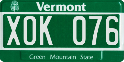 VT license plate XOK076