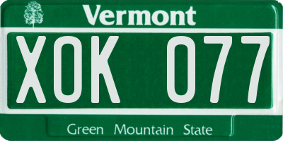 VT license plate XOK077