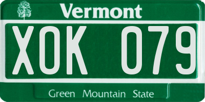 VT license plate XOK079