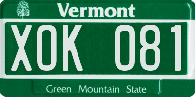 VT license plate XOK081