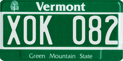 VT license plate XOK082