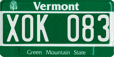 VT license plate XOK083