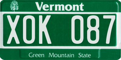 VT license plate XOK087