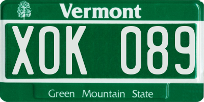 VT license plate XOK089