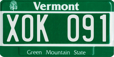 VT license plate XOK091