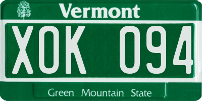 VT license plate XOK094
