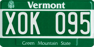 VT license plate XOK095