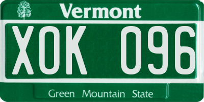 VT license plate XOK096