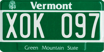 VT license plate XOK097