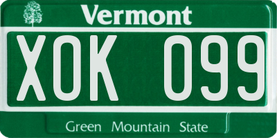 VT license plate XOK099