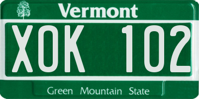 VT license plate XOK102
