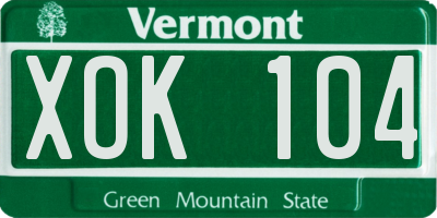VT license plate XOK104