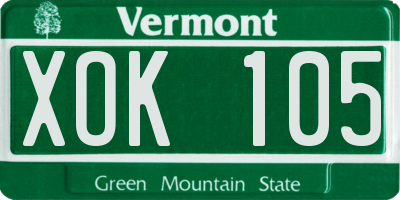 VT license plate XOK105