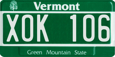 VT license plate XOK106