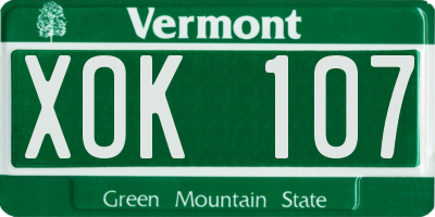 VT license plate XOK107