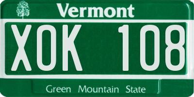 VT license plate XOK108