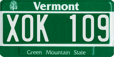 VT license plate XOK109