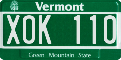 VT license plate XOK110