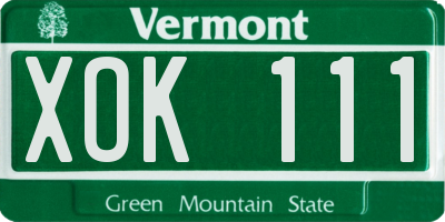 VT license plate XOK111