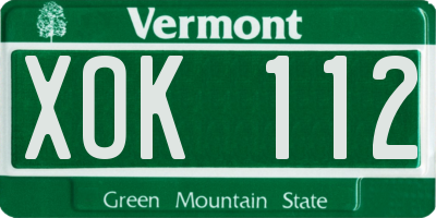VT license plate XOK112
