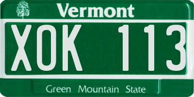 VT license plate XOK113