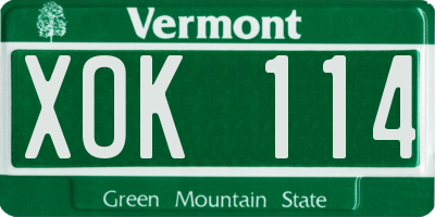 VT license plate XOK114