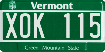 VT license plate XOK115