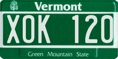 VT license plate XOK120